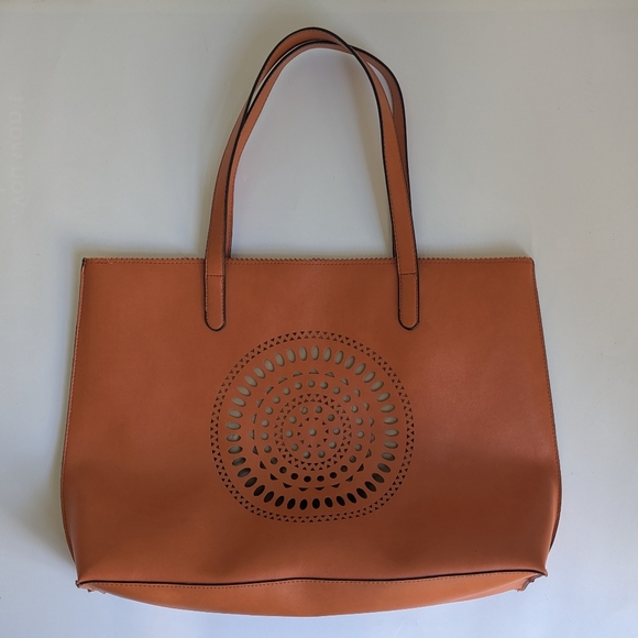 Neiman Marcus Orange Tote with Circular Cutout - Picture 1 of 12